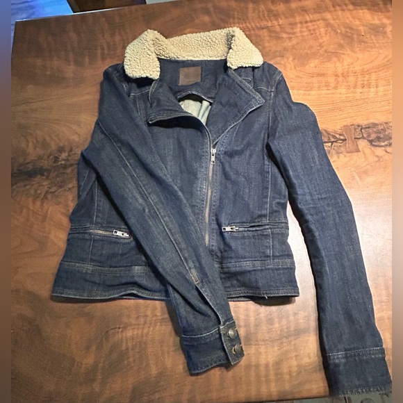 Articles of Society Denim Moto Jacket with Sherpa Collar - Picture 1 of 6